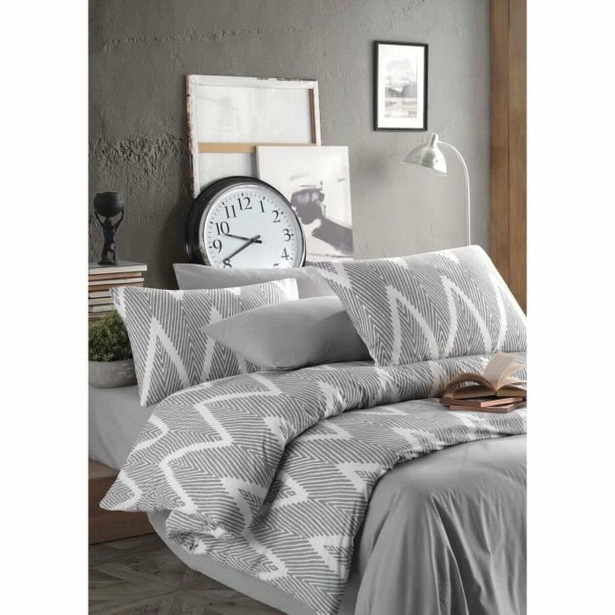 Duvet cover set Grey Super king 3 Pieces