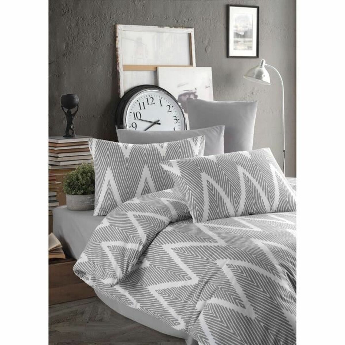 Duvet cover set Grey Super king 3 Pieces
