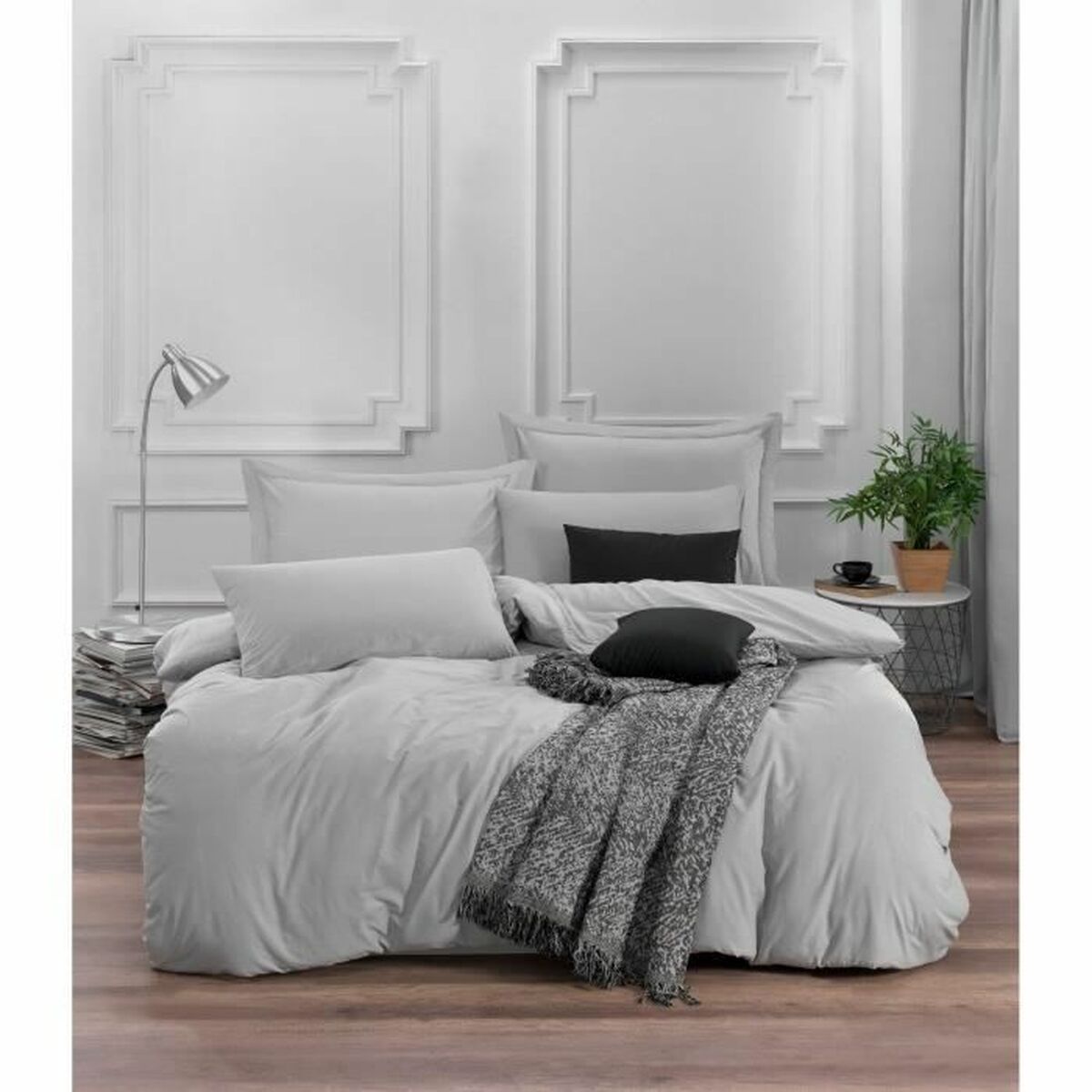 Duvet cover set Grey Super king 3 Pieces