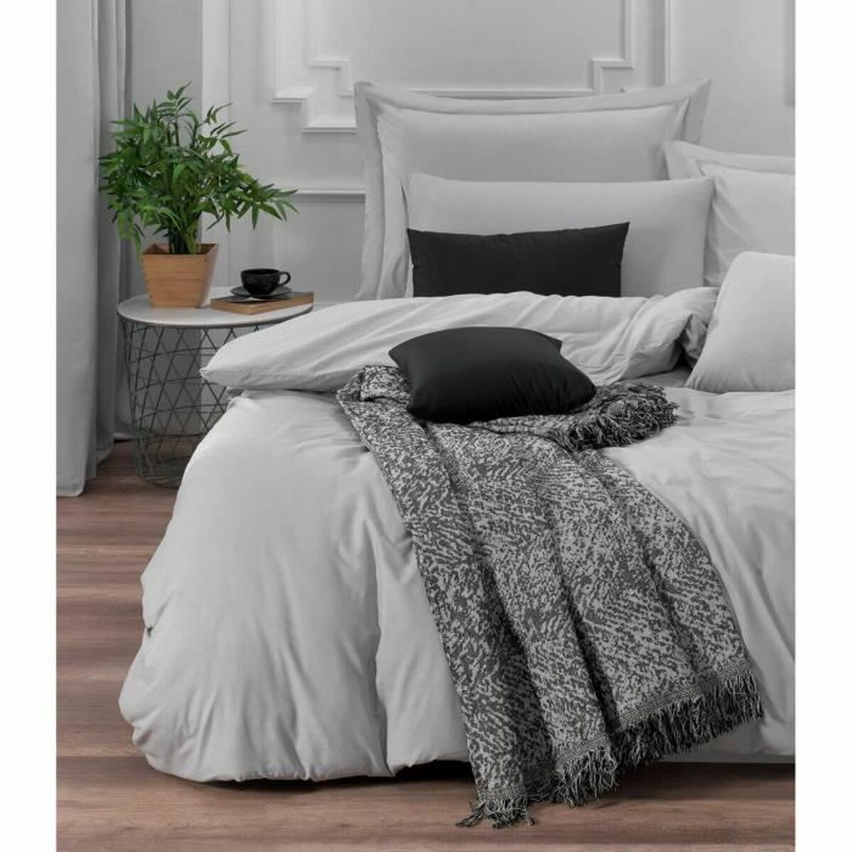 Duvet cover set Grey Super king 3 Pieces