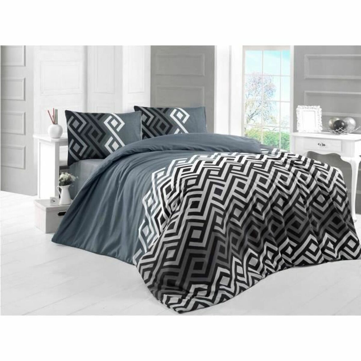 Duvet cover set Grey Super king 3 Pieces