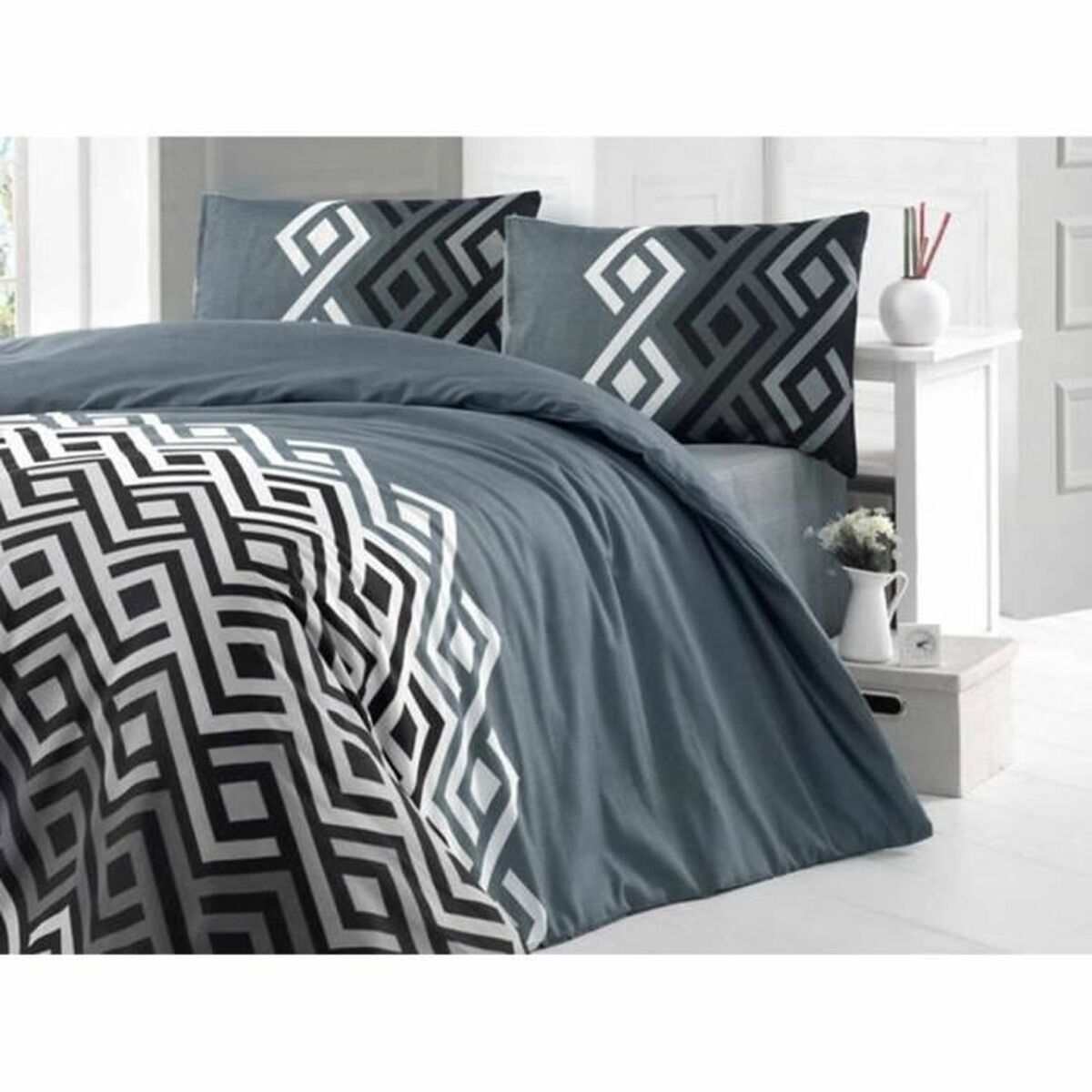 Duvet cover set Grey Super king 3 Pieces