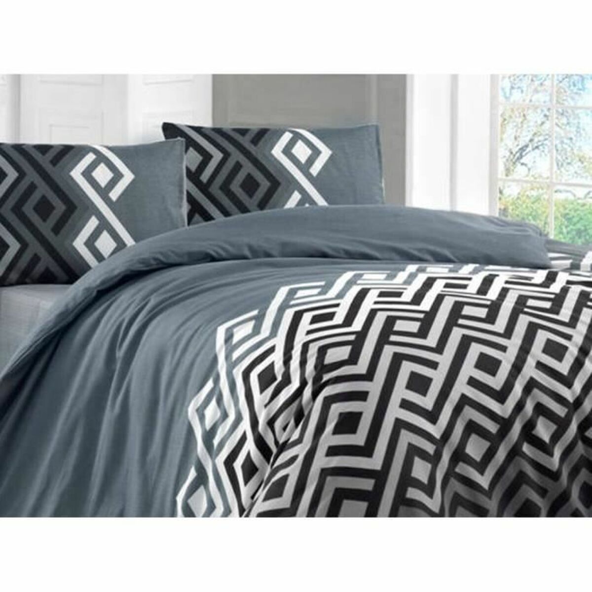 Duvet cover set Grey Super king 3 Pieces