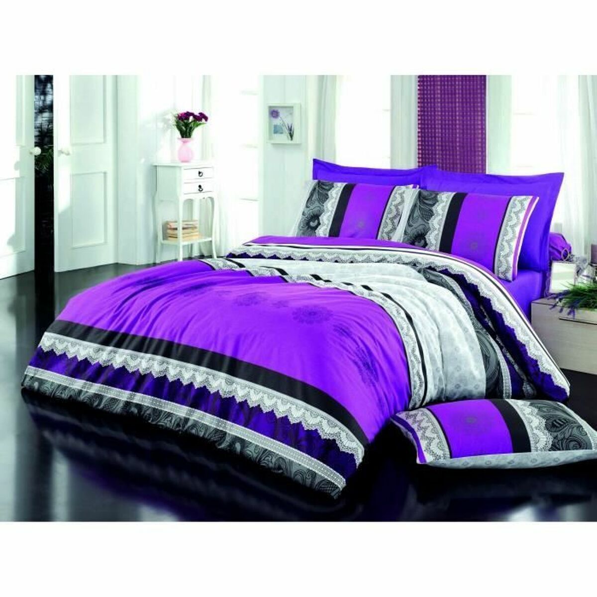 Duvet cover set Purple Super king 3 Pieces