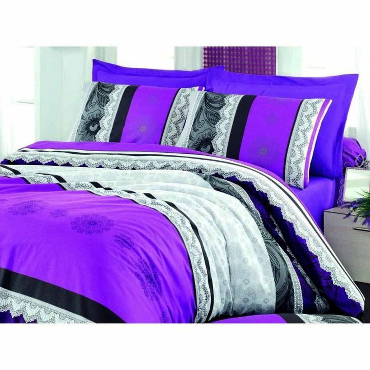 Duvet cover set Purple Super king 3 Pieces