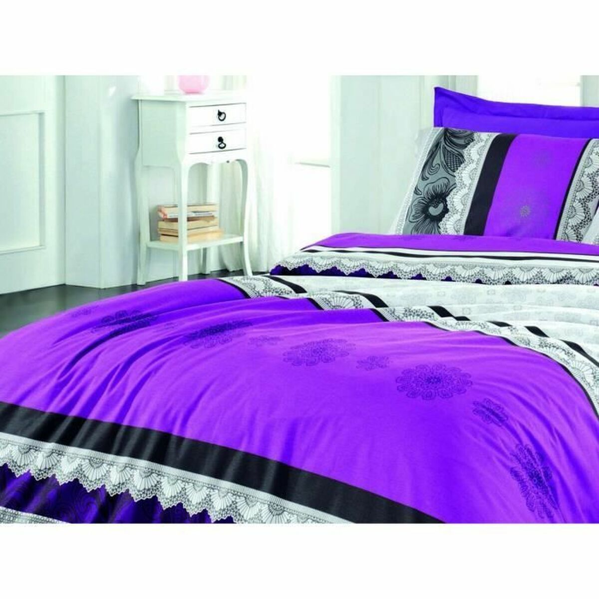 Duvet cover set Purple Super king 3 Pieces