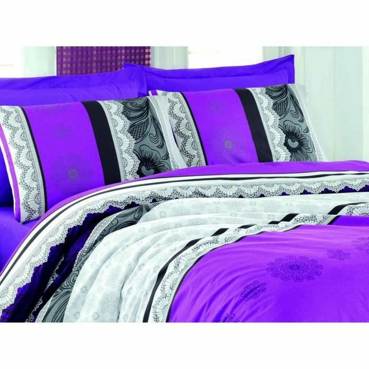 Duvet cover set Purple Super king 3 Pieces