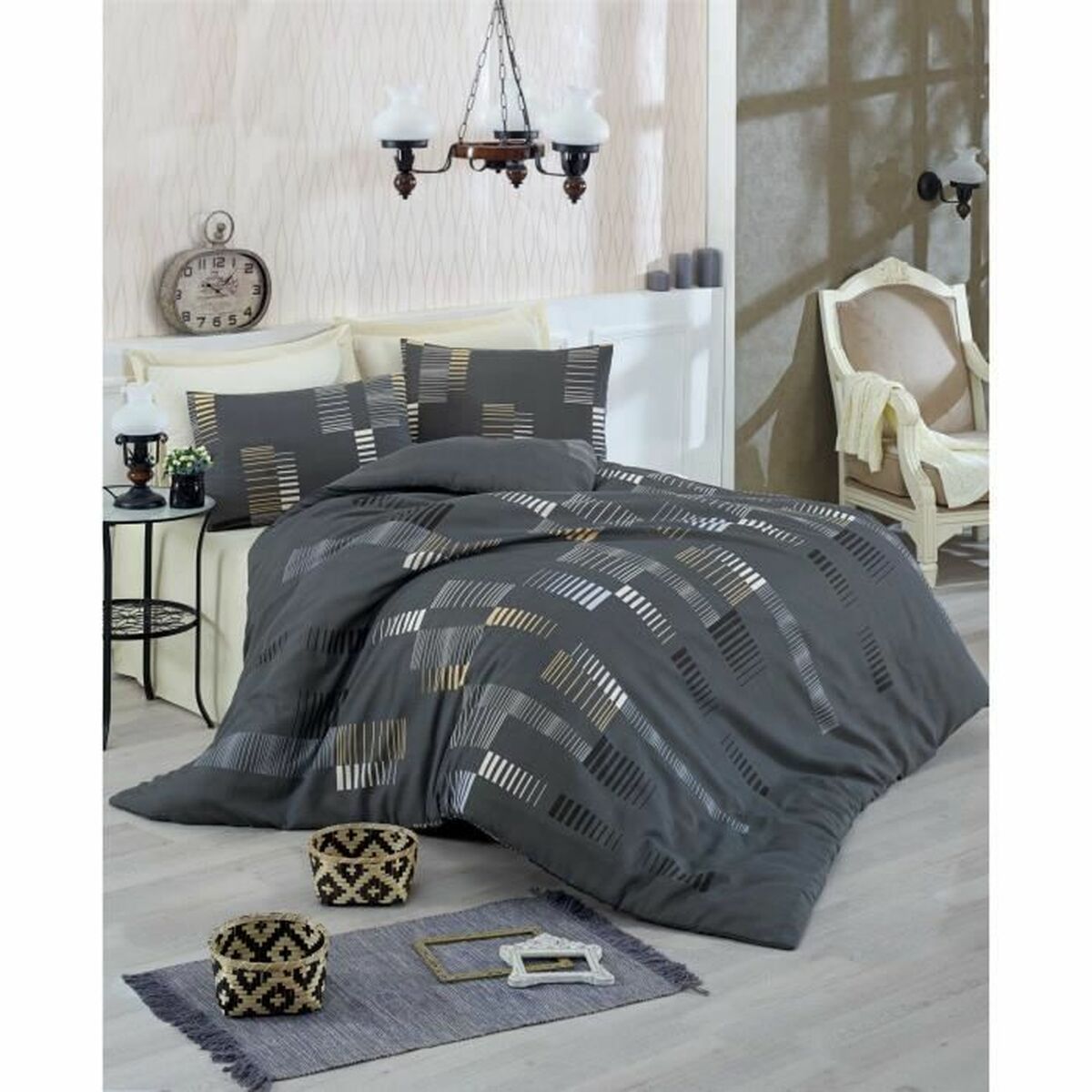 Duvet cover set Anthracite Super king 3 Pieces