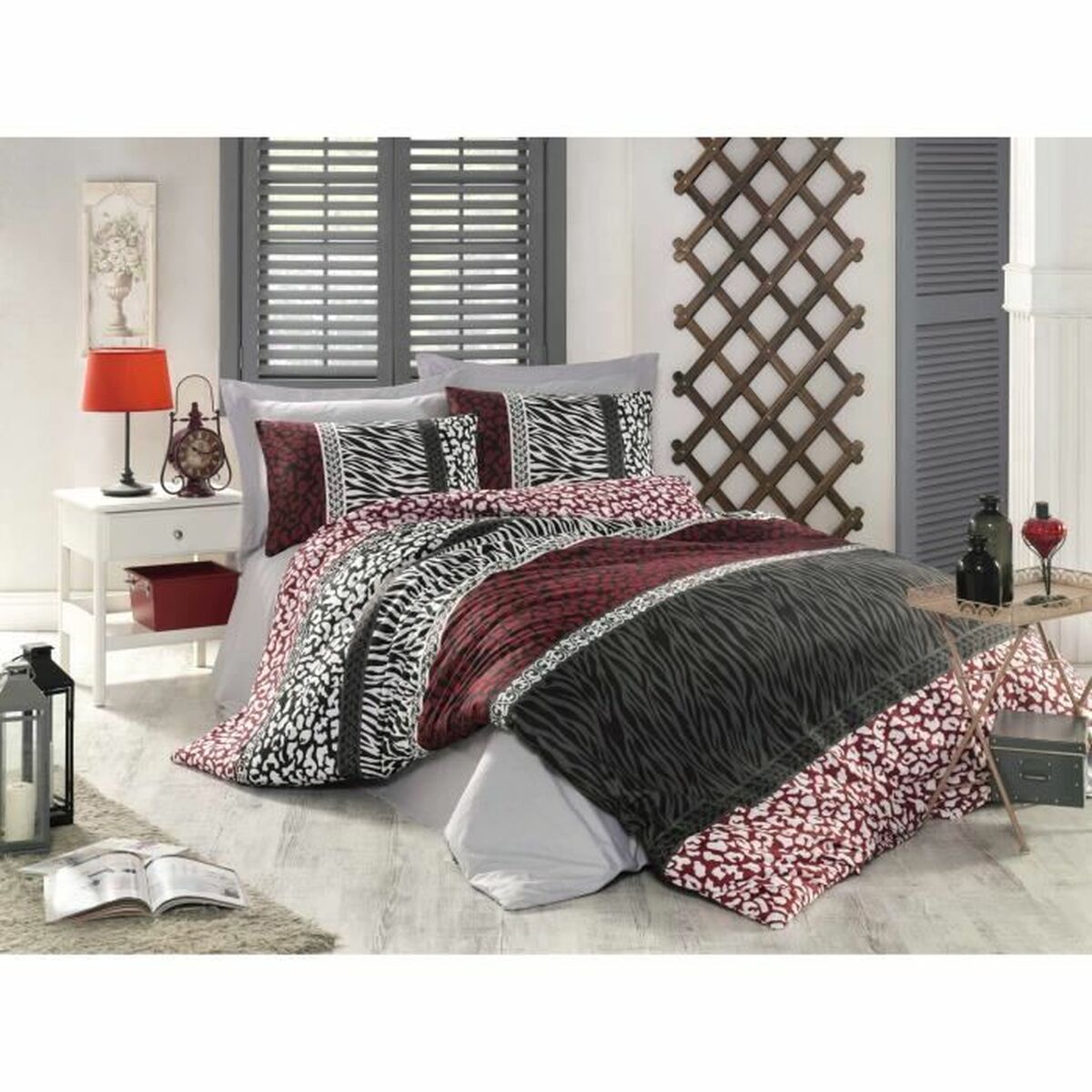 Duvet cover set Red Super king 3 Pieces