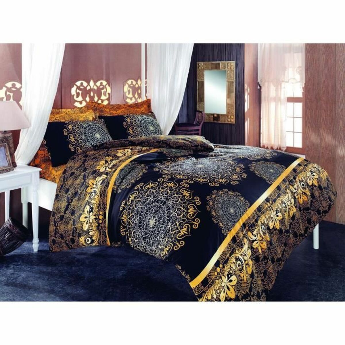 Duvet cover set Black Super king 3 Pieces