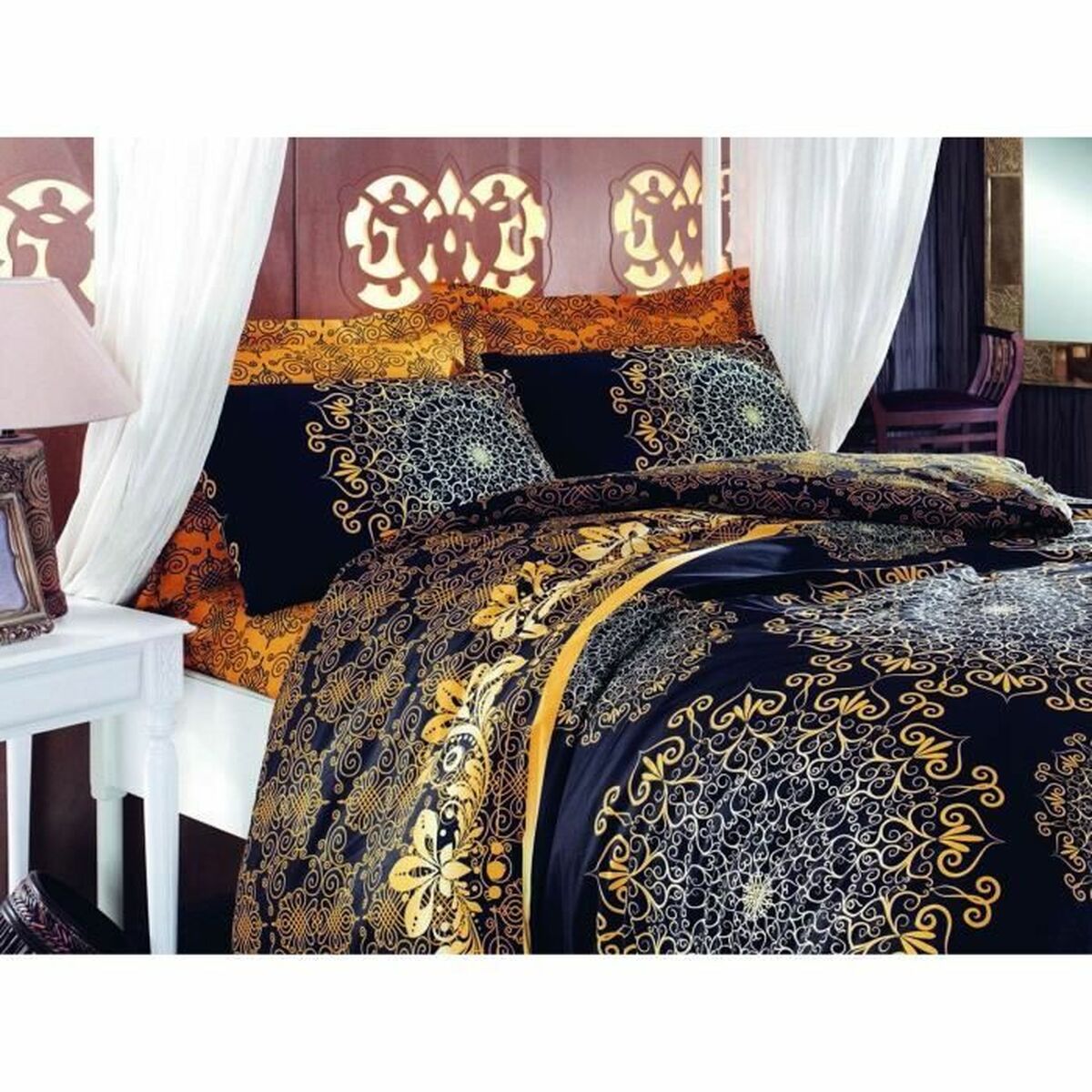Duvet cover set Black Super king 3 Pieces