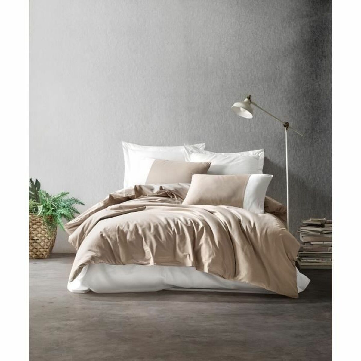 Duvet cover set White Brown 220 x 240 cm