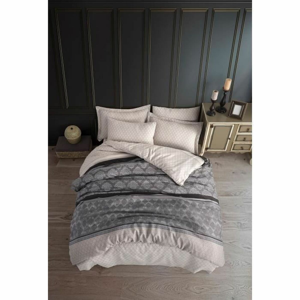 Duvet cover set Grey Super king 3 Pieces