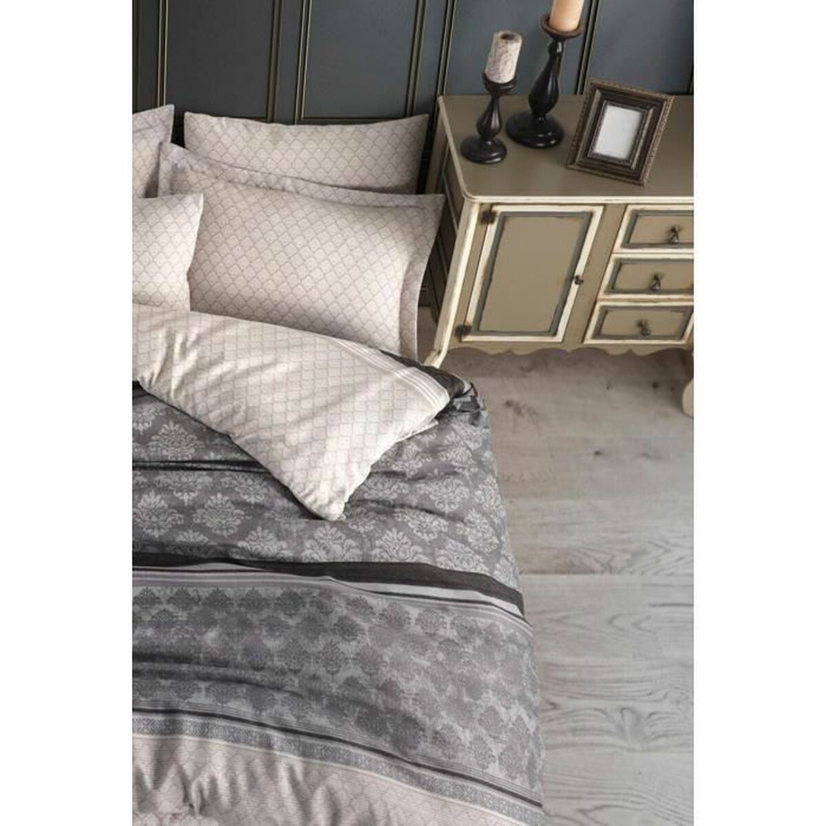Duvet cover set Grey Super king 3 Pieces