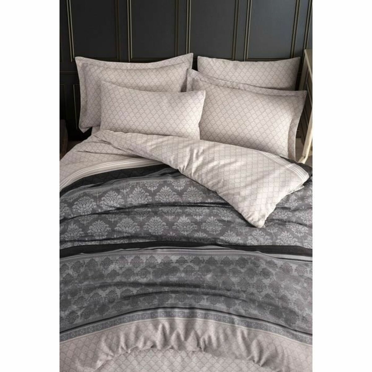 Duvet cover set Grey Super king 3 Pieces