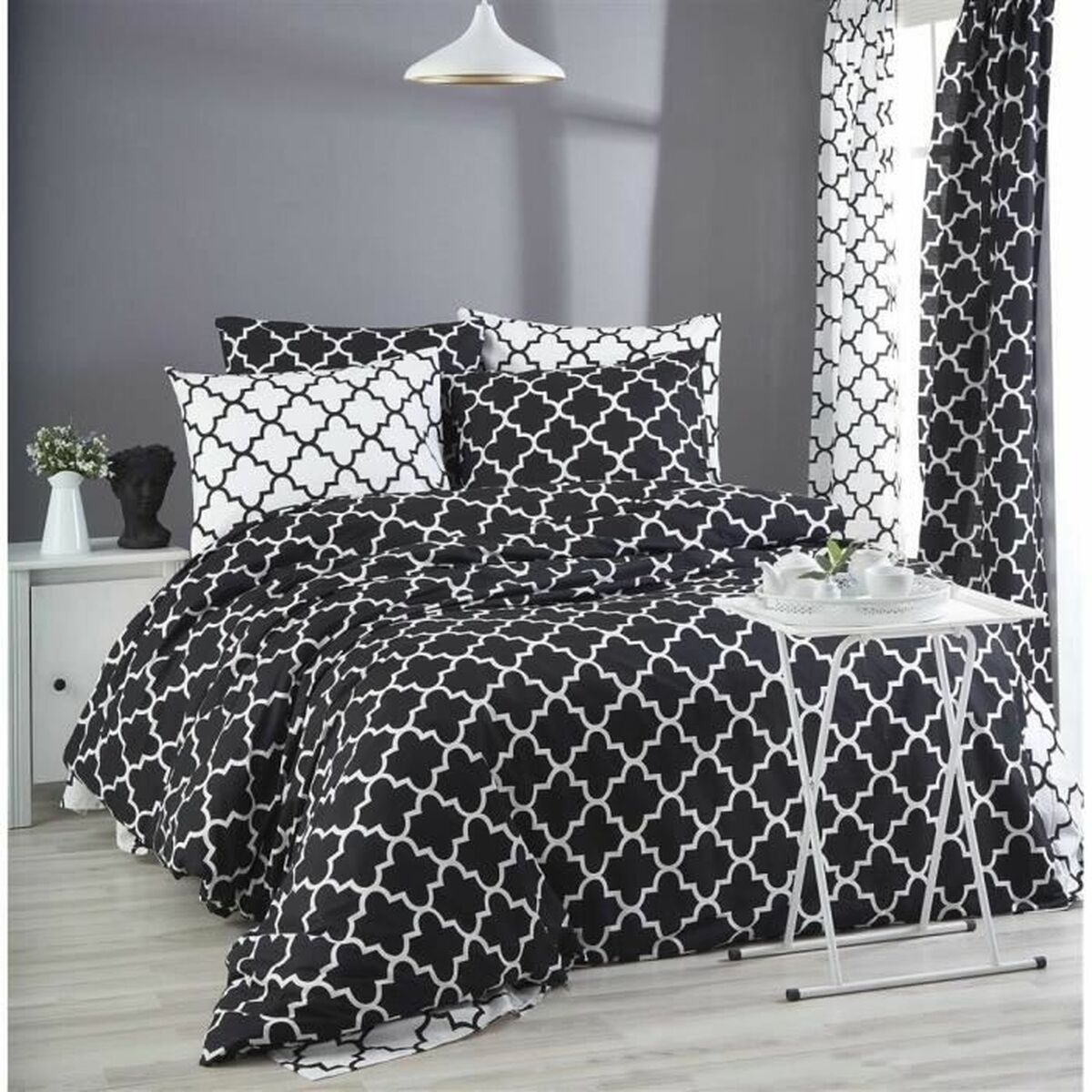 Duvet cover set Black Super king 3 Pieces