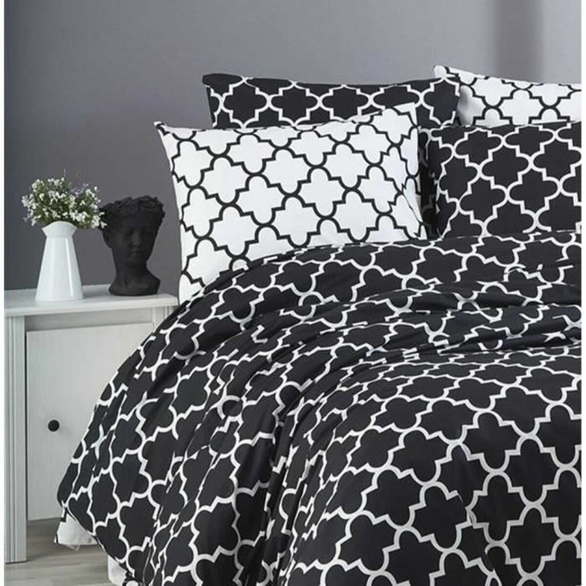 Duvet cover set Black Super king 3 Pieces