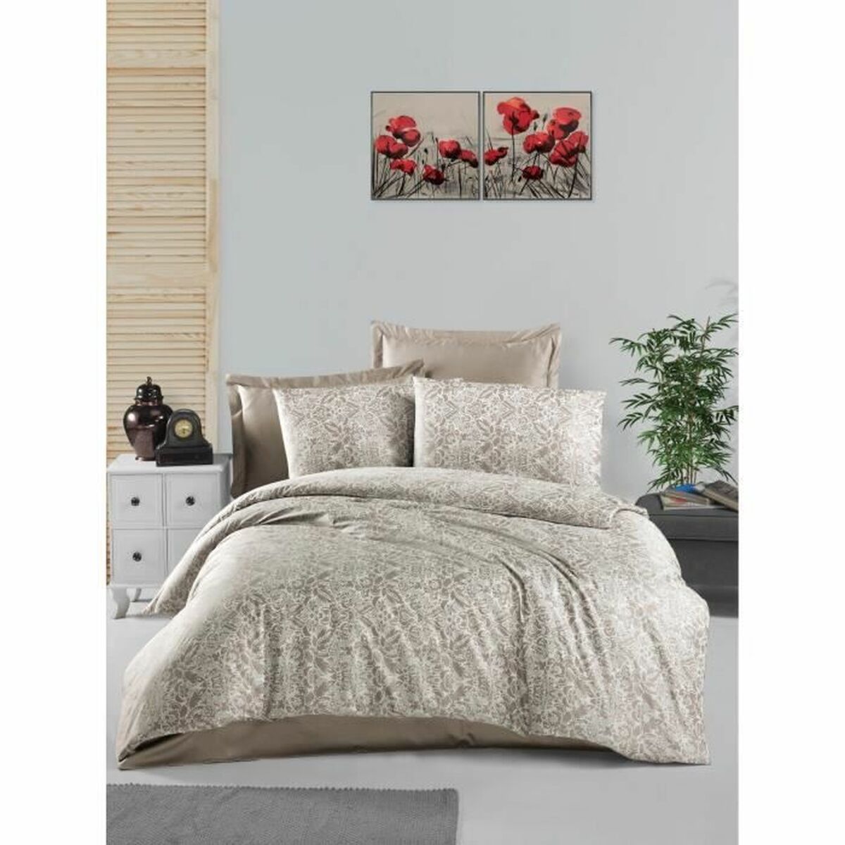 Duvet cover set Beige Super king 3 Pieces