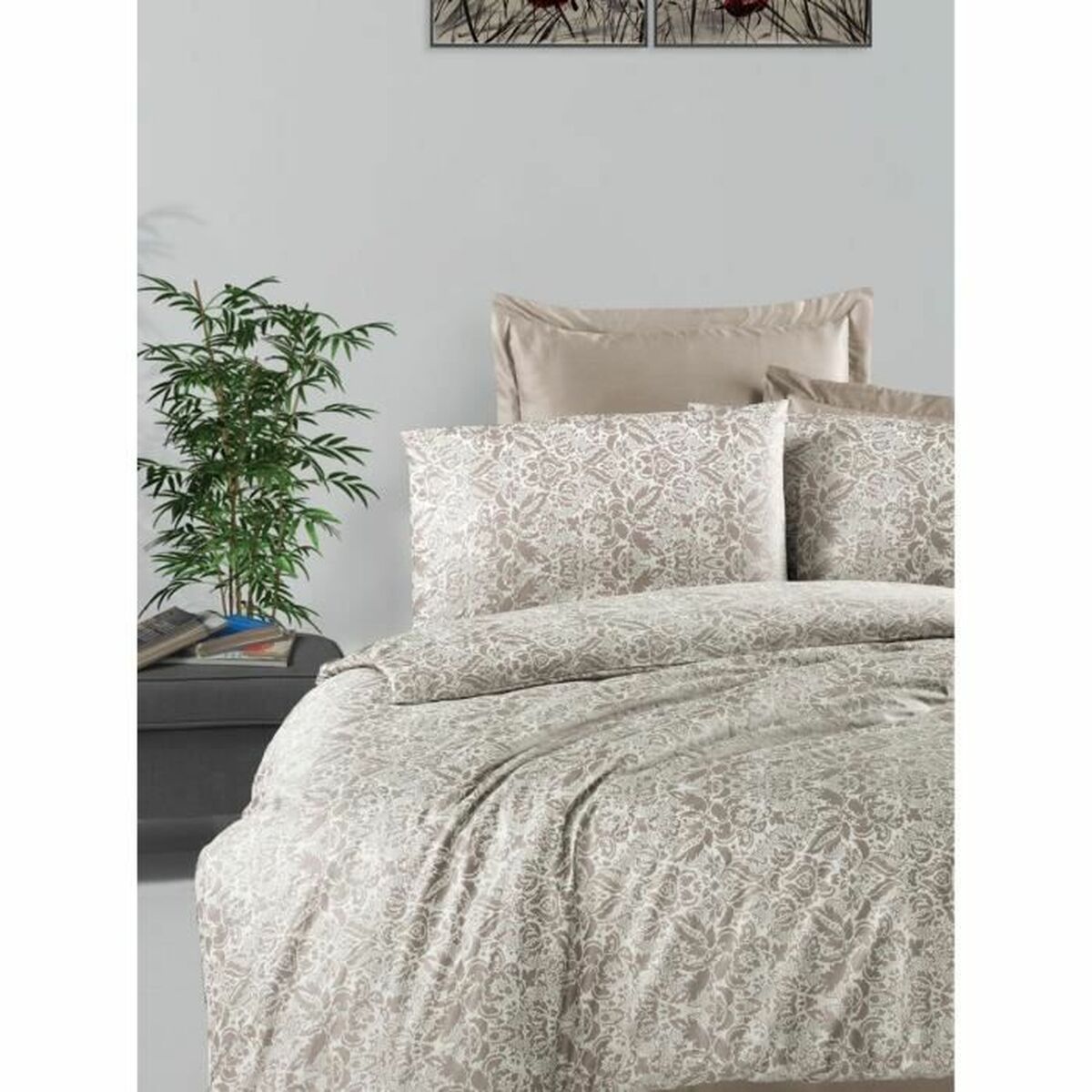 Duvet cover set Beige Super king 3 Pieces