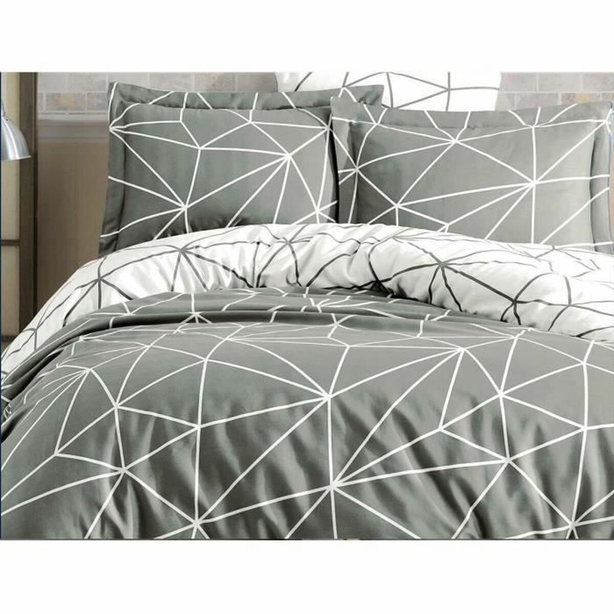 Duvet cover set Grey Super king 3 Pieces