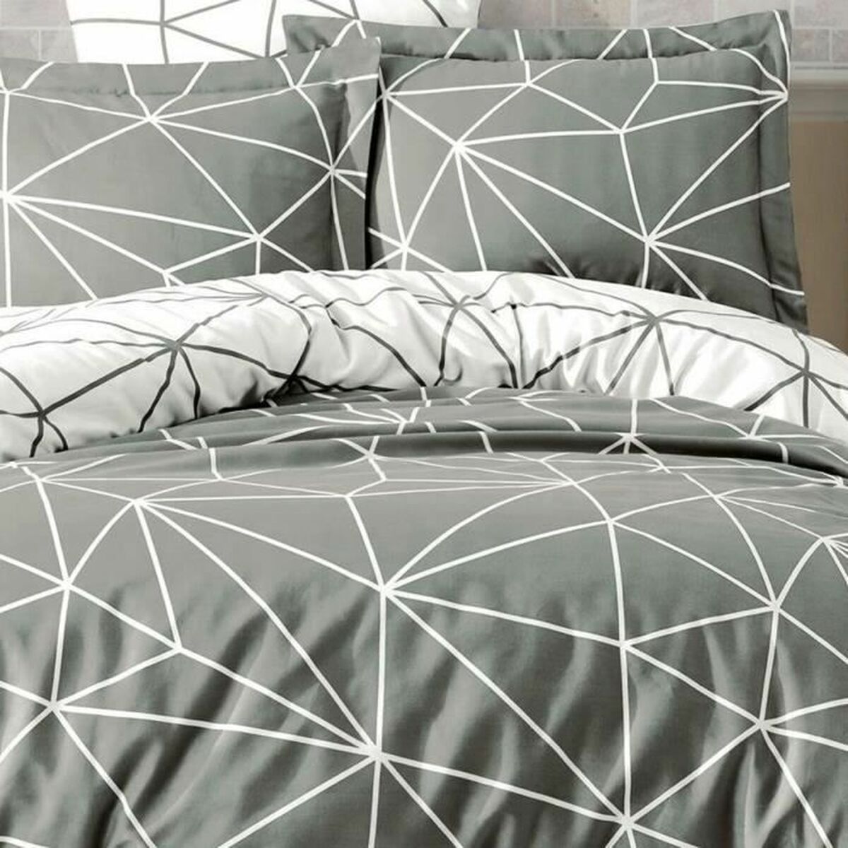 Duvet cover set Grey Super king 3 Pieces