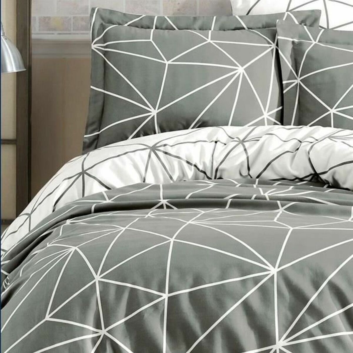 Duvet cover set Grey Super king 3 Pieces