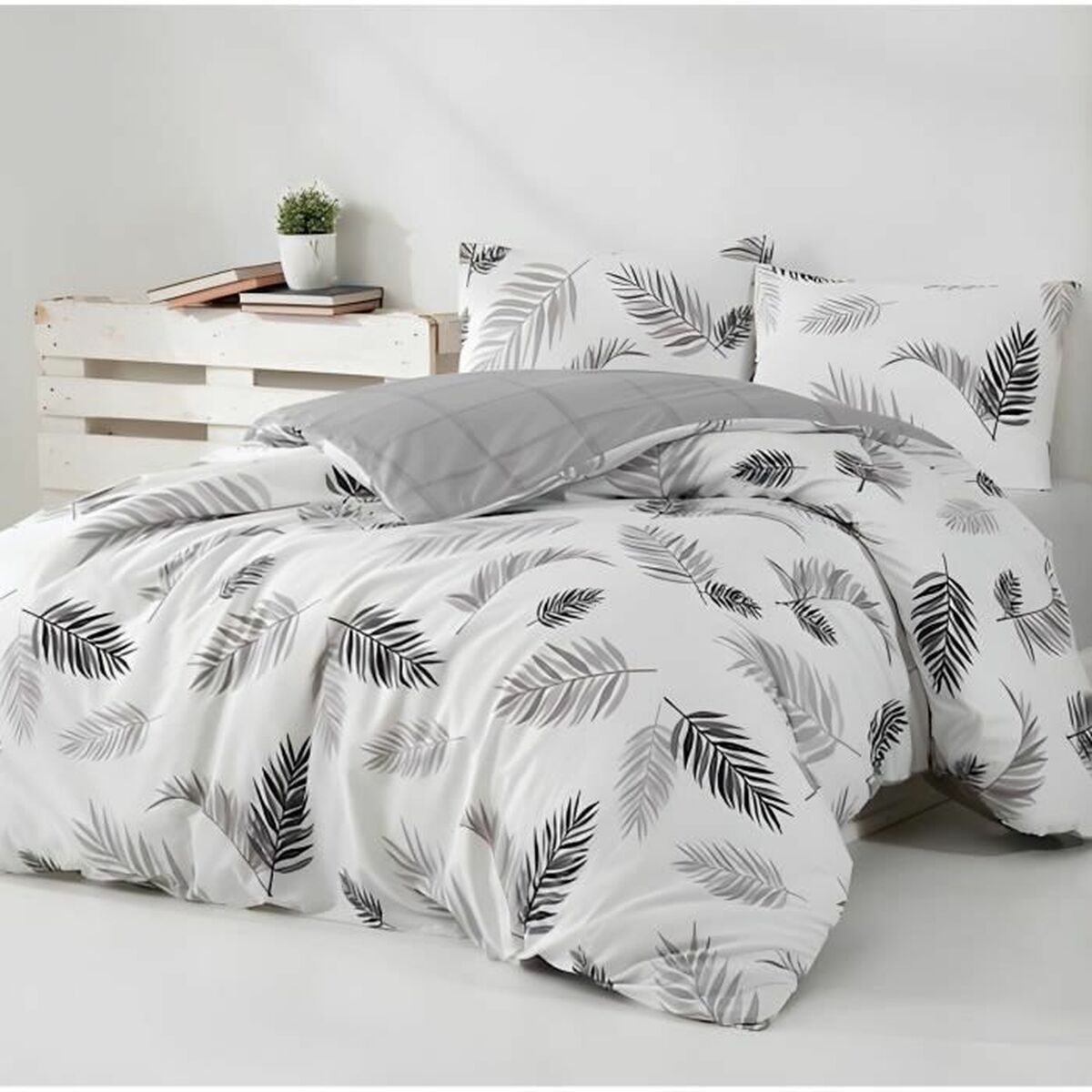 Duvet cover set Grey Super king 3 Pieces