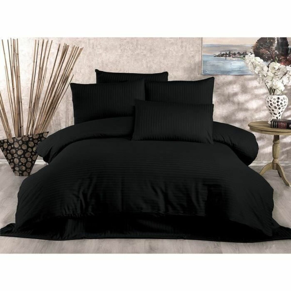 Duvet cover set Black Super king 3 Pieces