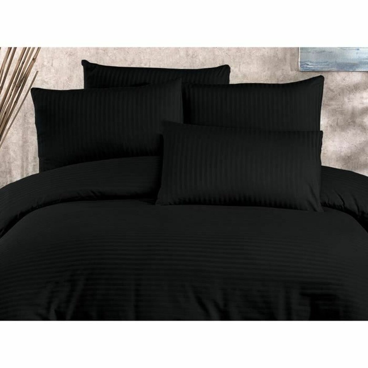 Duvet cover set Black Super king 3 Pieces