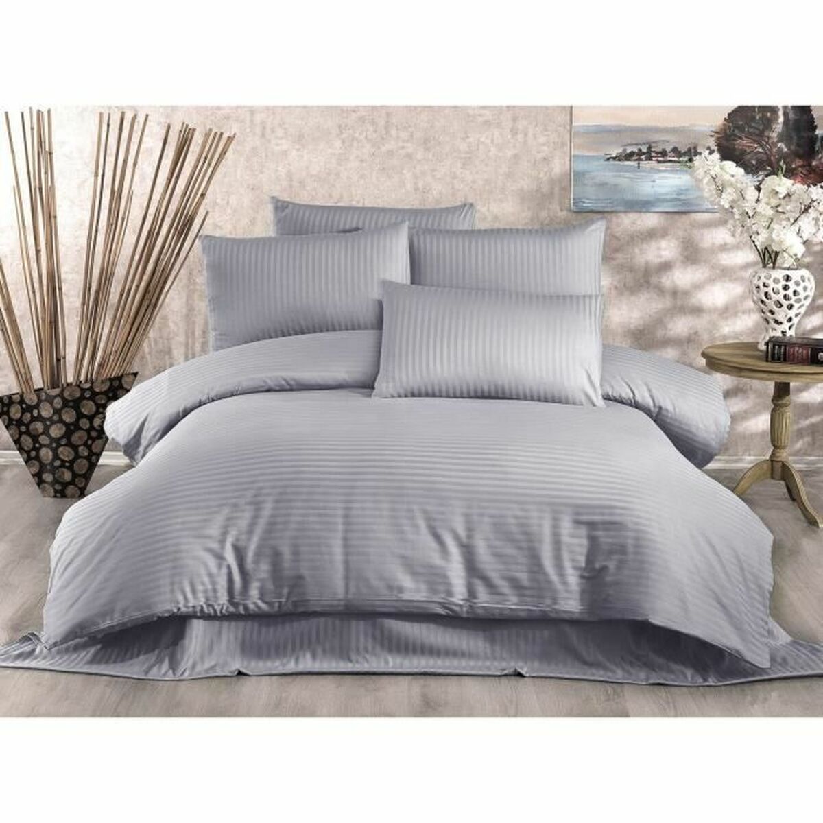 Duvet cover set Grey Super king 3 Pieces