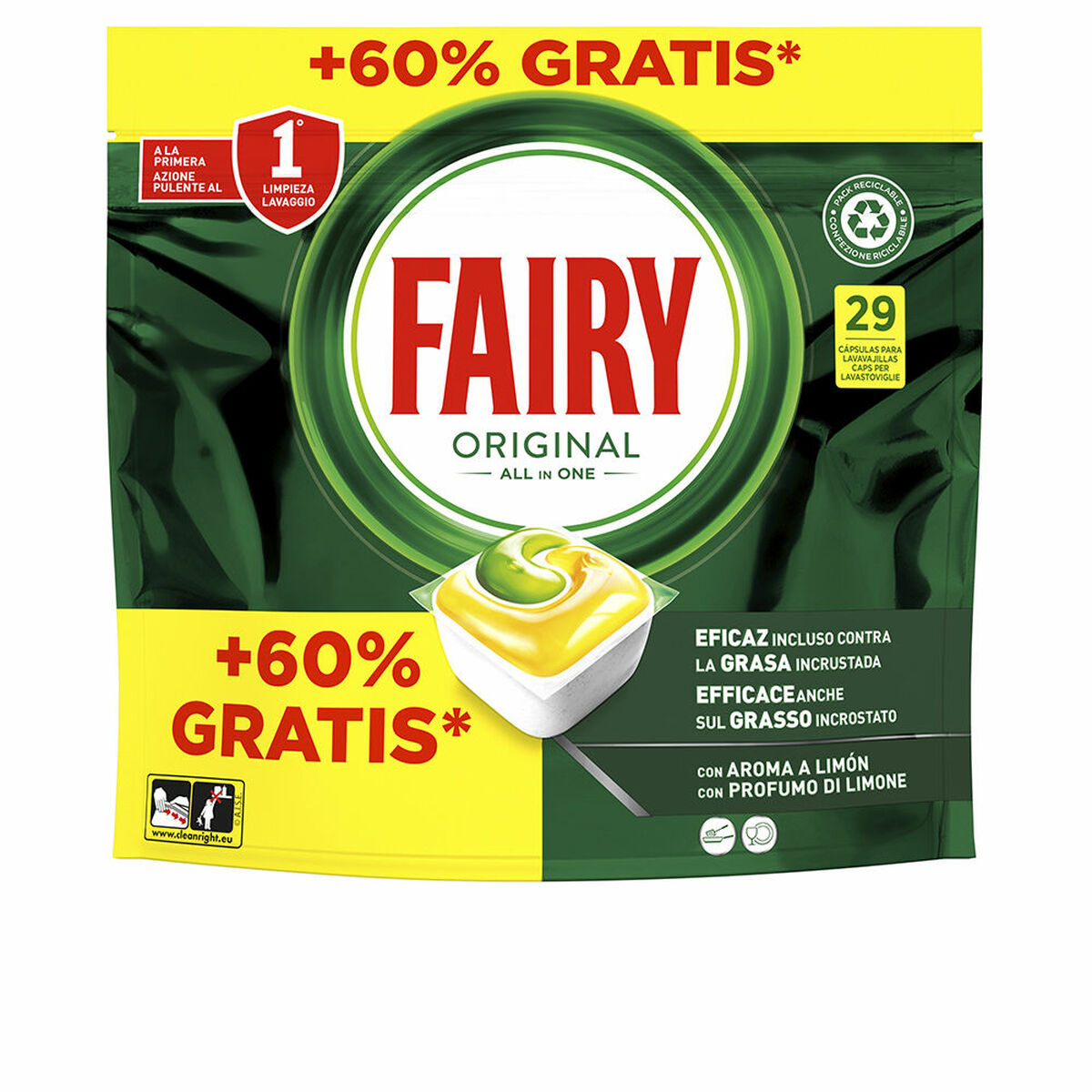 Dishwasher lozenges Fairy FAIRY TODO EN 1 LIMON Dishwasher lozenges Fairy FAIRY TODO EN 1 LIMON