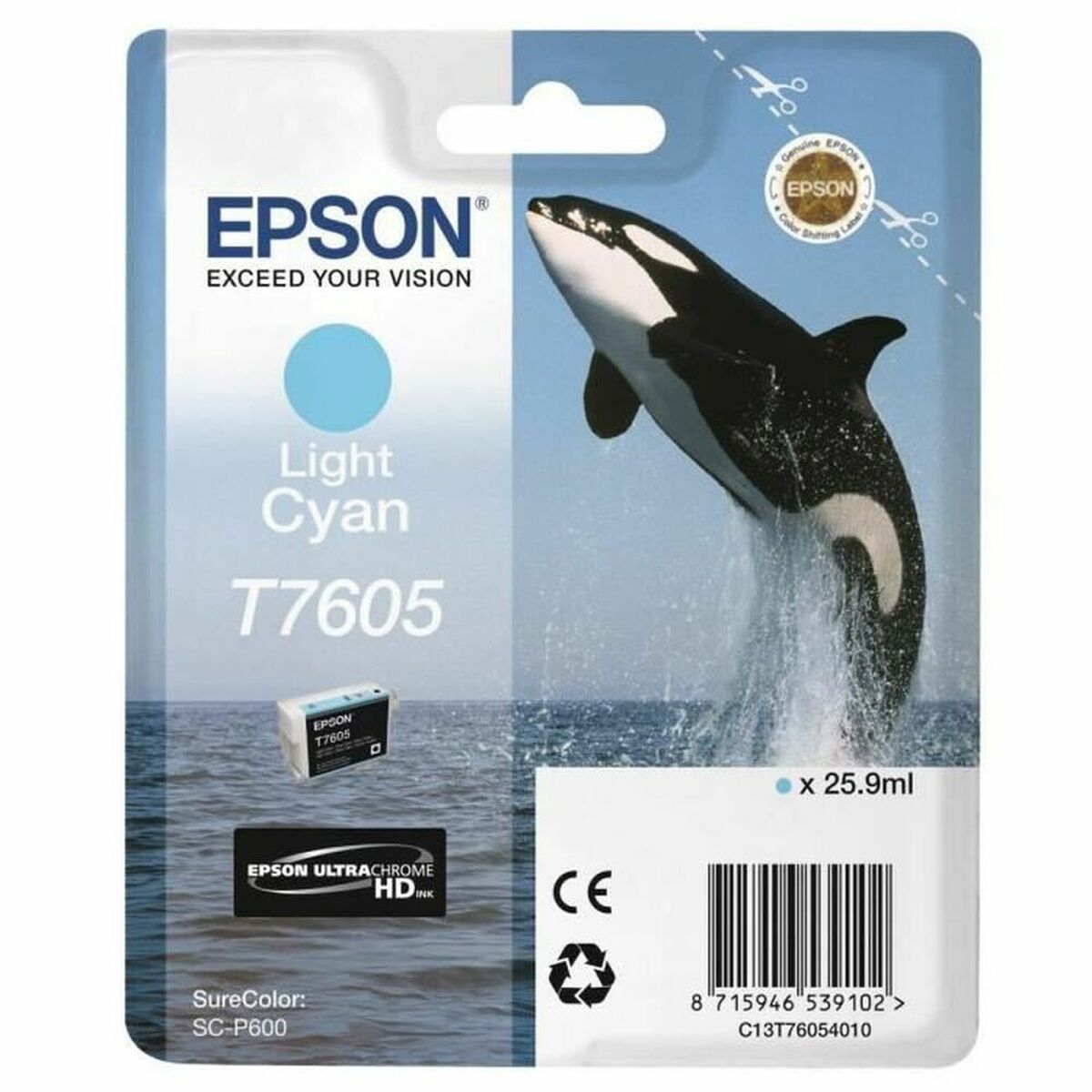 Original Ink Cartridge Epson T7605 Light Cyan Cyan Original Ink Cartridge Epson T7605 Light Cyan Cyan