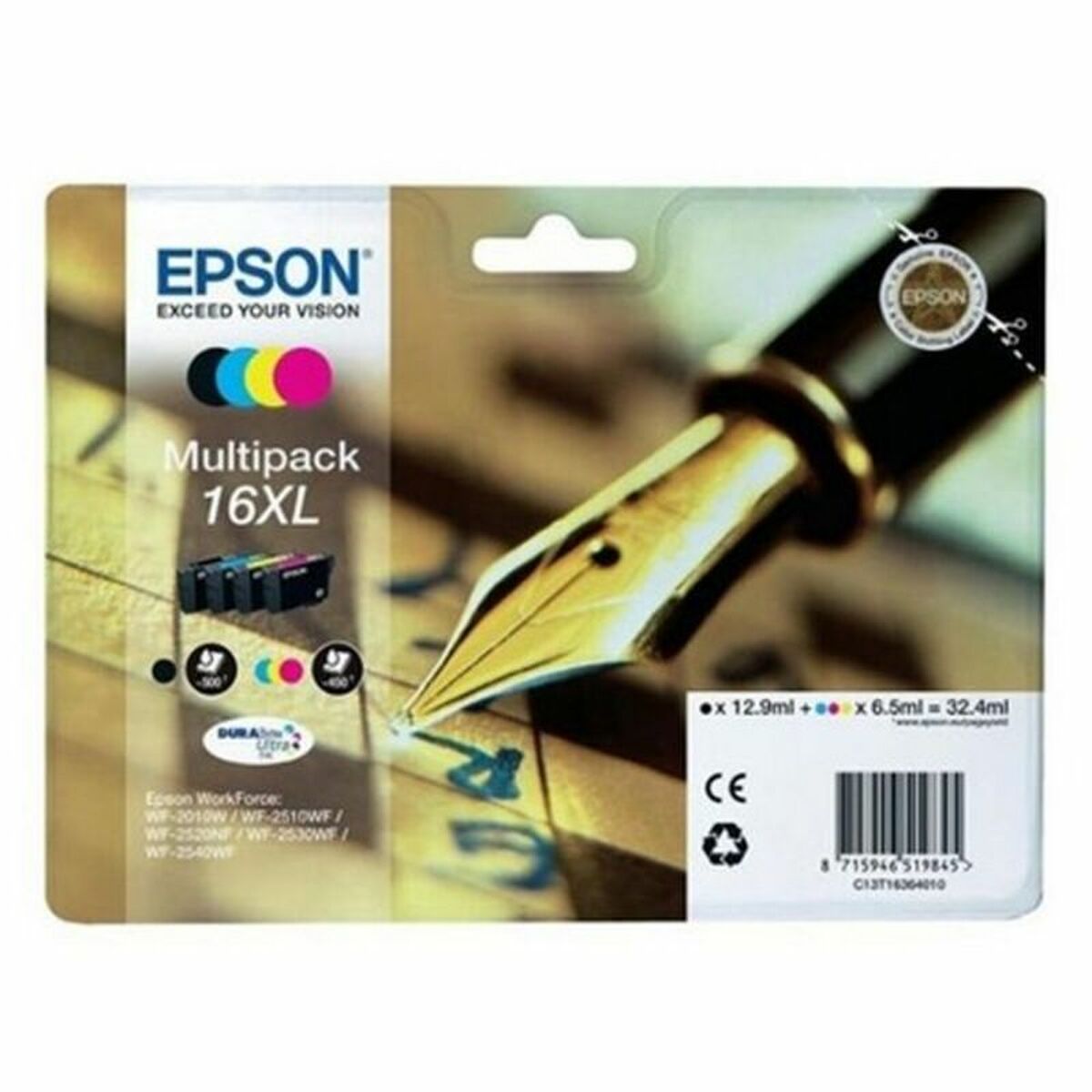 Compatible Ink Cartridge Epson T16XL Black Cyan Magenta Yellow Compatible Ink Cartridge Epson T16XL Black Cyan Magenta Yellow