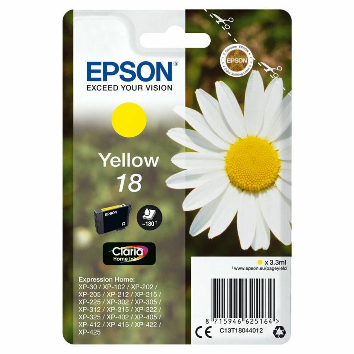 Compatible Ink Cartridge Epson C13T18044012 Yellow Compatible Ink Cartridge Epson C13T18044012 Yellow