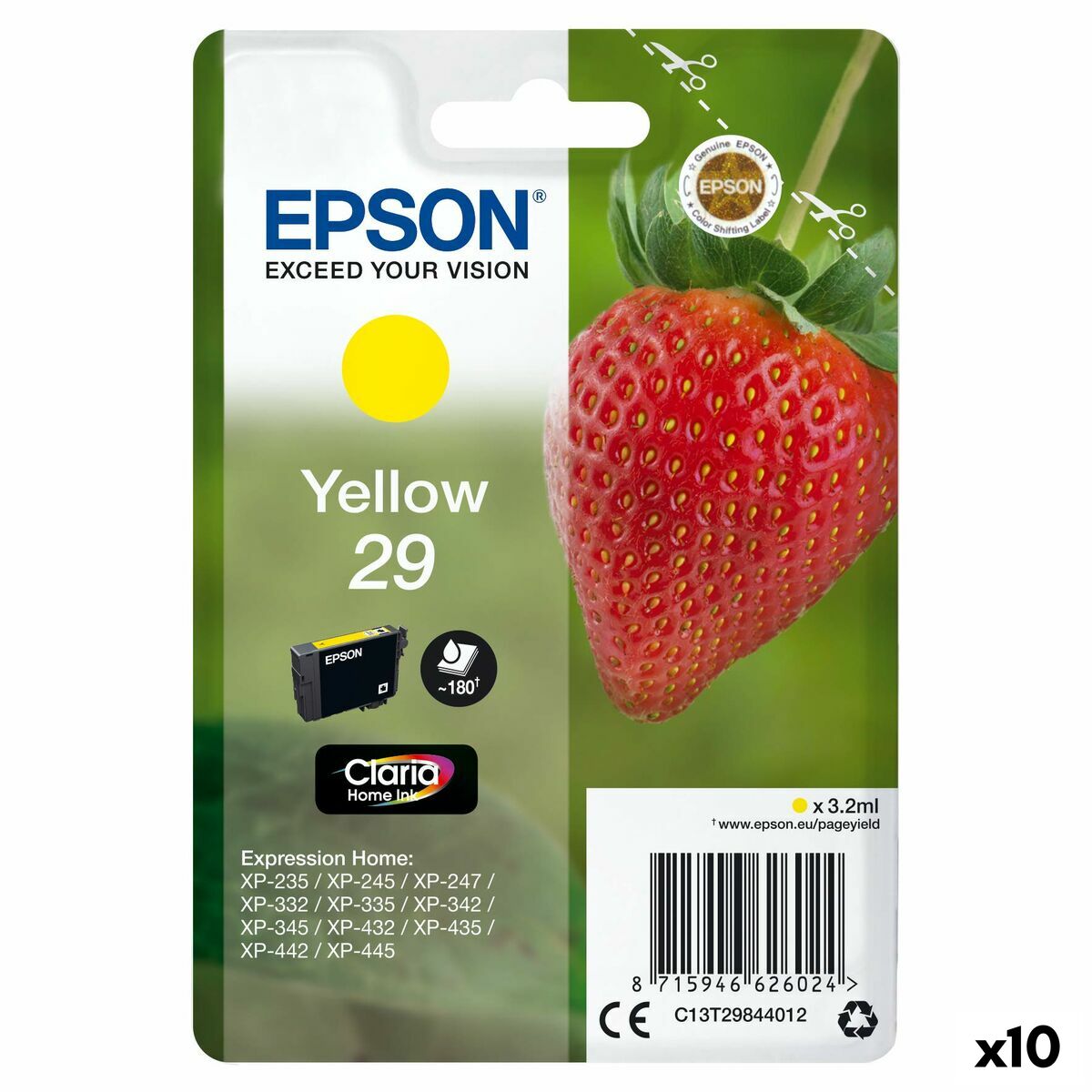Original Ink Cartridge Epson XP 235 332 335 432 435 Yellow (10 Units) Original Ink Cartridge Epson XP 235 332 335 432 435 Yellow (10 Units)