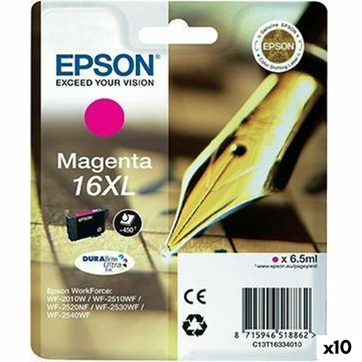 Original Ink Cartridge Epson DURABRITE ULTRA INK – Nº16XL Magenta (10 Units)