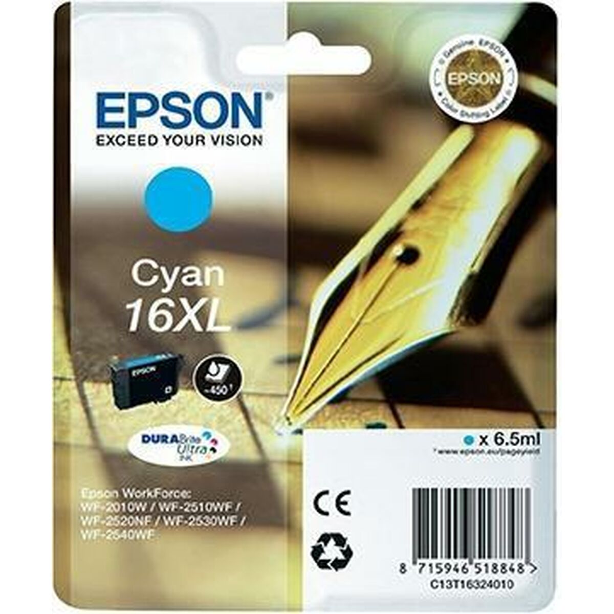 Original Ink Cartridge Epson DURABRITE ULTRA INK – Nº16XL Cyan (10 Units)