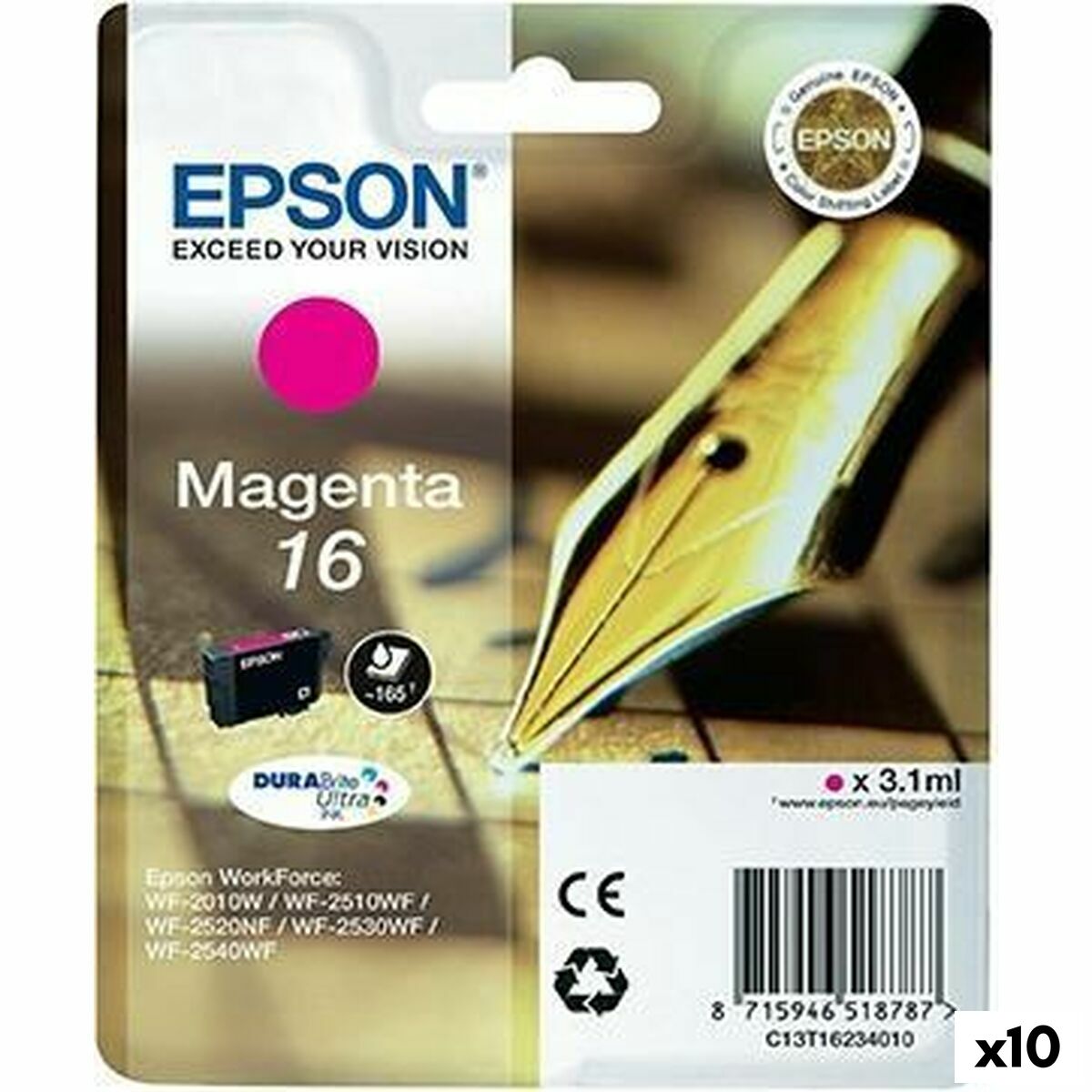 Original Ink Cartridge Epson DURABRITE ULTRA INK – Nº 16 Magenta (10 Units)