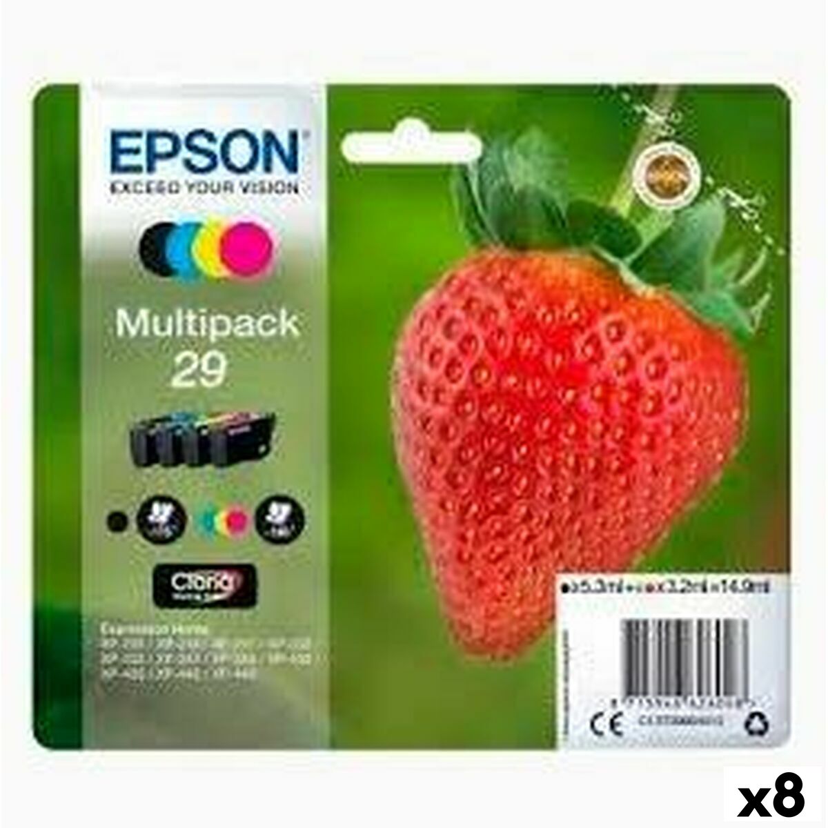 Original Ink Cartridge Epson XP 235 332 335 432 435 Black/Cyan/Magenta/Yellow 4 Pieces (8 Units) Original Ink Cartridge Epson XP 235 332 335 432 435 Black/Cyan/Magenta/Yellow 4 Pieces (8 Units)