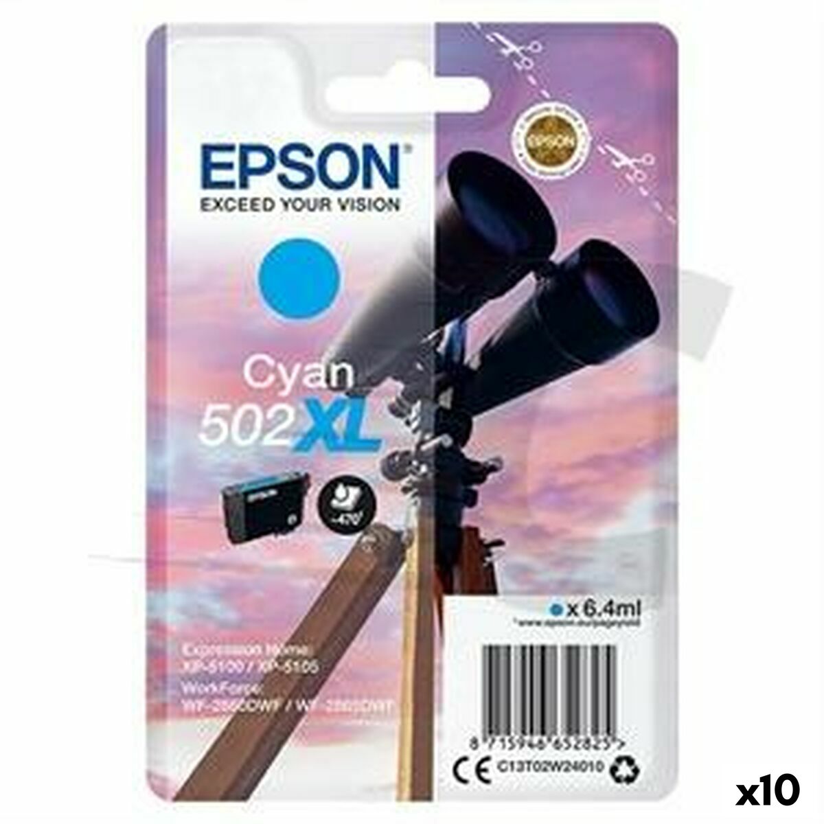 Original Ink Cartridge Epson XP-5100 5105 WF2860DWF 2865DWF Cyan (10 Units) Original Ink Cartridge Epson XP-5100 5105 WF2860DWF 2865DWF Cyan (10 Units)