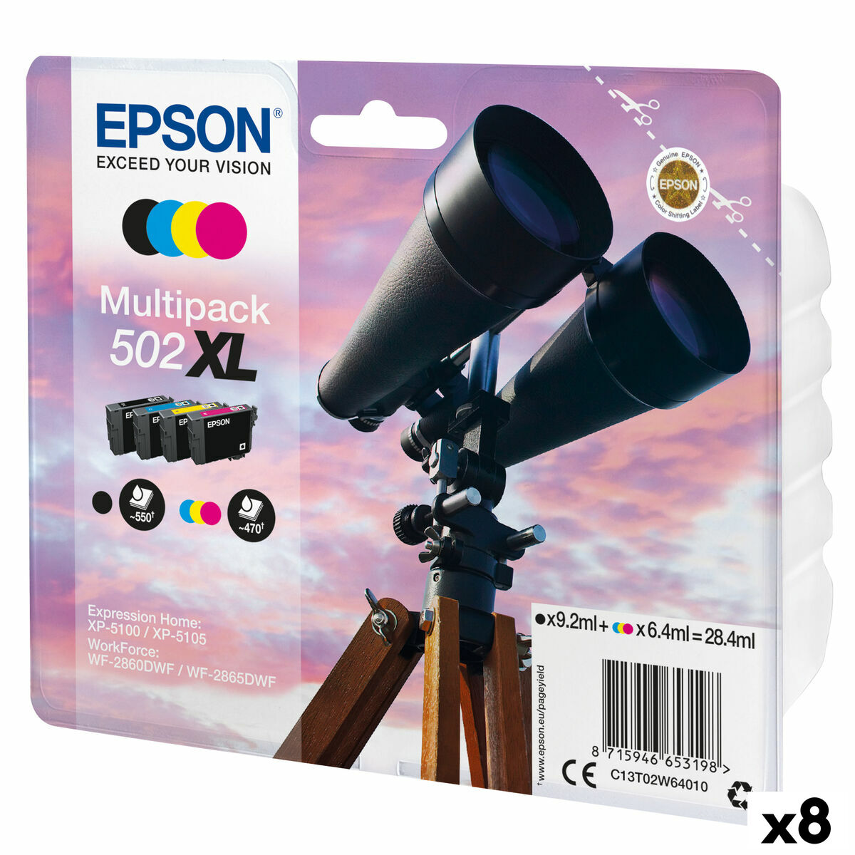 Original Ink Cartridge Epson XP-5100 5105 WF2860DWF 2865DWF Black/Cyan/Magenta/Yellow (8 Units) Original Ink Cartridge Epson XP-5100 5105 WF2860DWF 2865DWF Black/Cyan/Magenta/Yellow (8 Units)