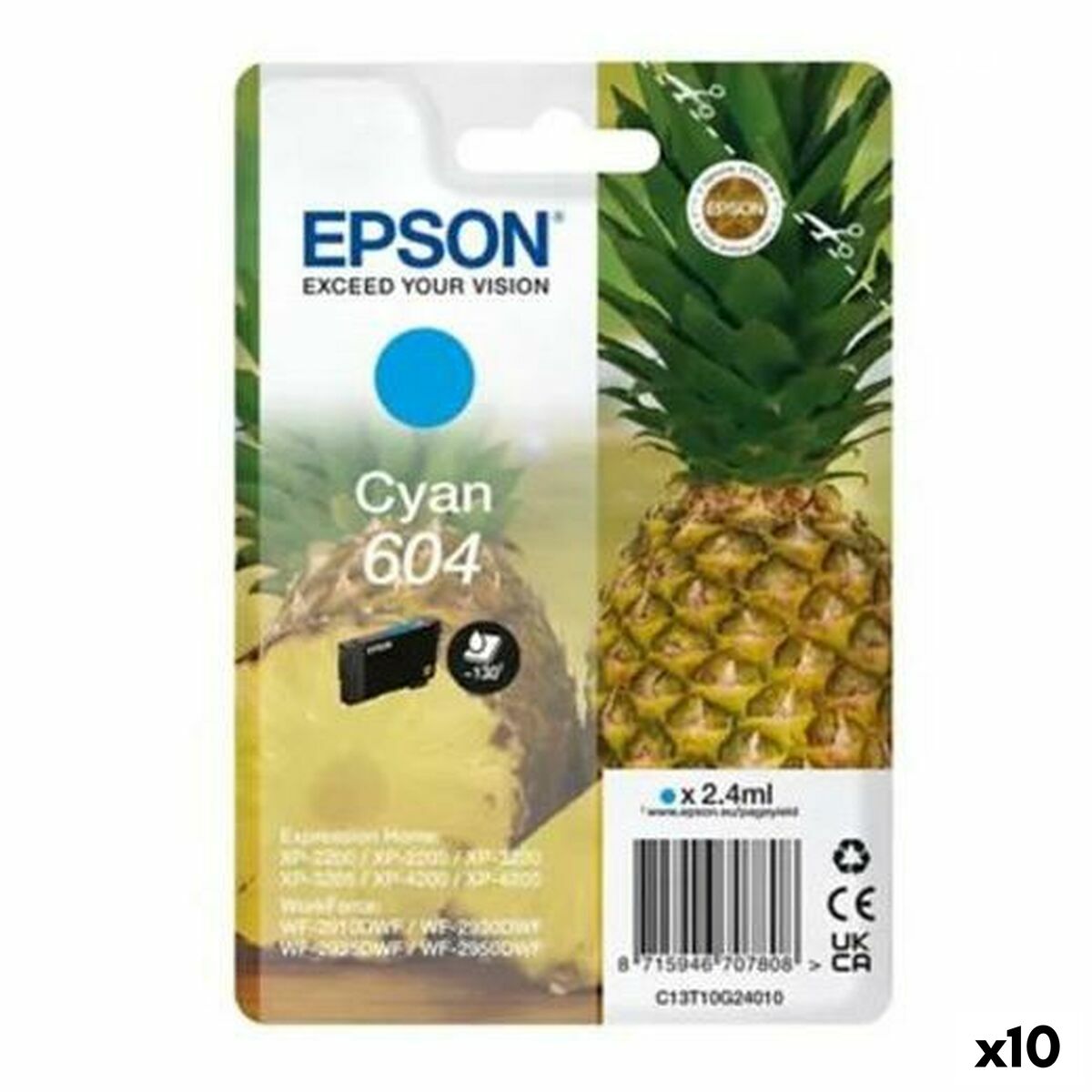 Original Ink Cartridge Epson XP-2200 WF-2910DWF Cyan (10 Units) Original Ink Cartridge Epson XP-2200 WF-2910DWF Cyan (10 Units)