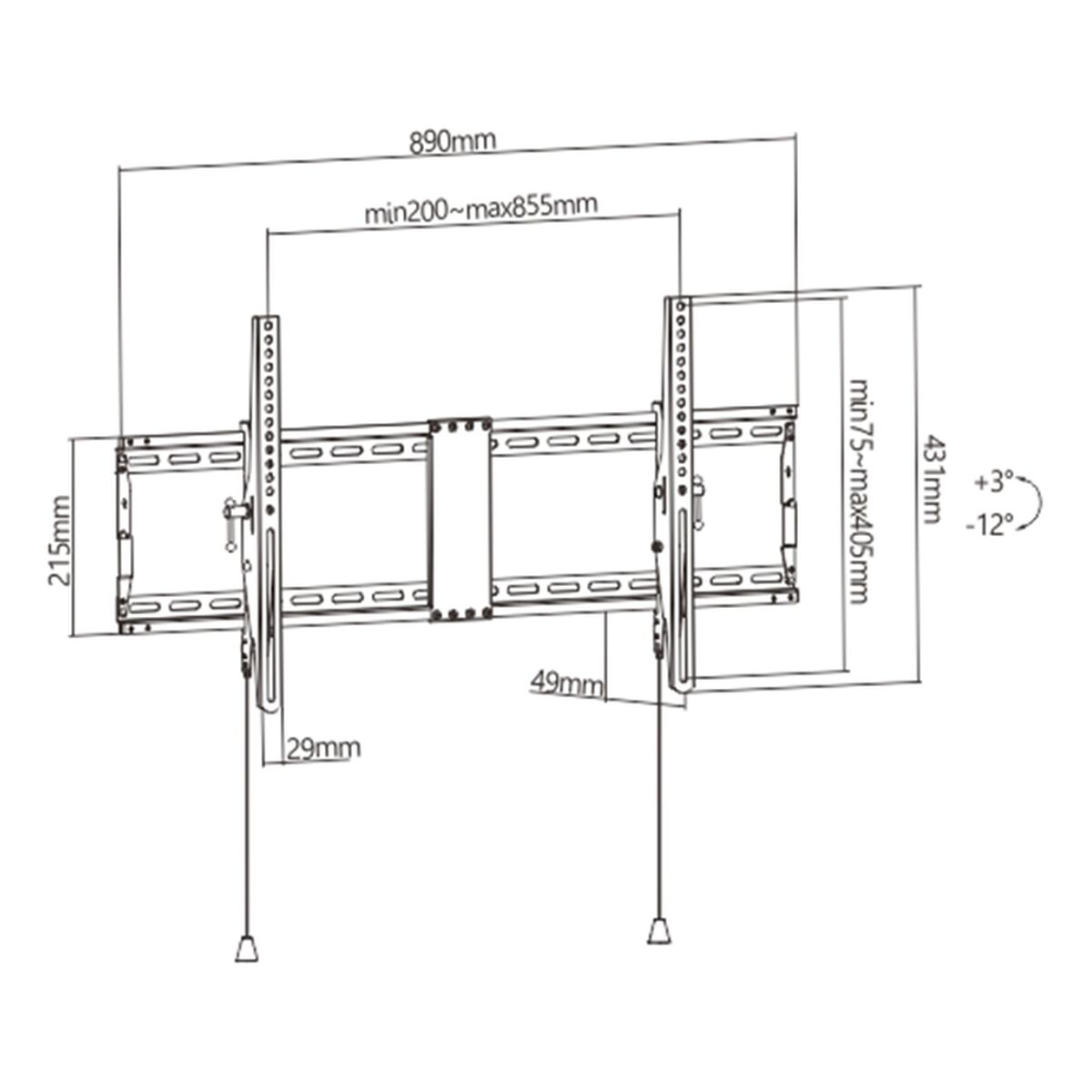 Wall Bracket GEMBIRD WM-90T-01 43″ 90″