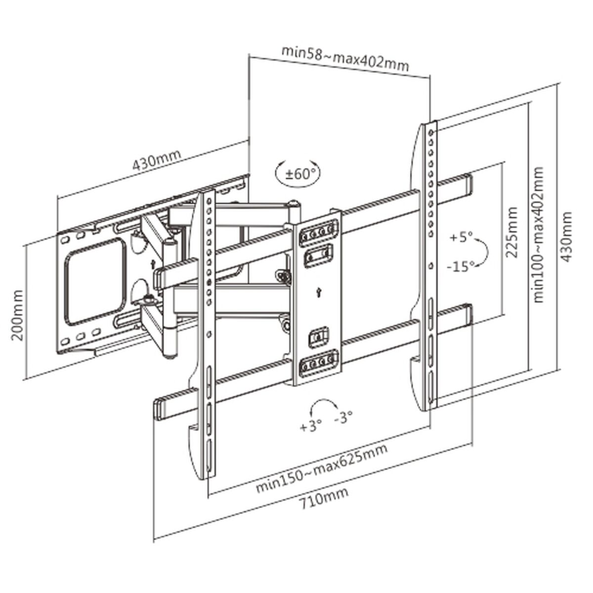 Wall Bracket GEMBIRD WM-80ST-02 37″ 80″