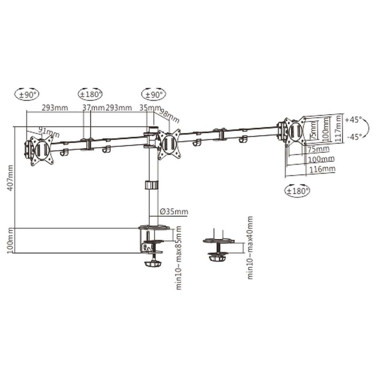 Screen Table Support GEMBIRD MA-D3-01 17″ 27″