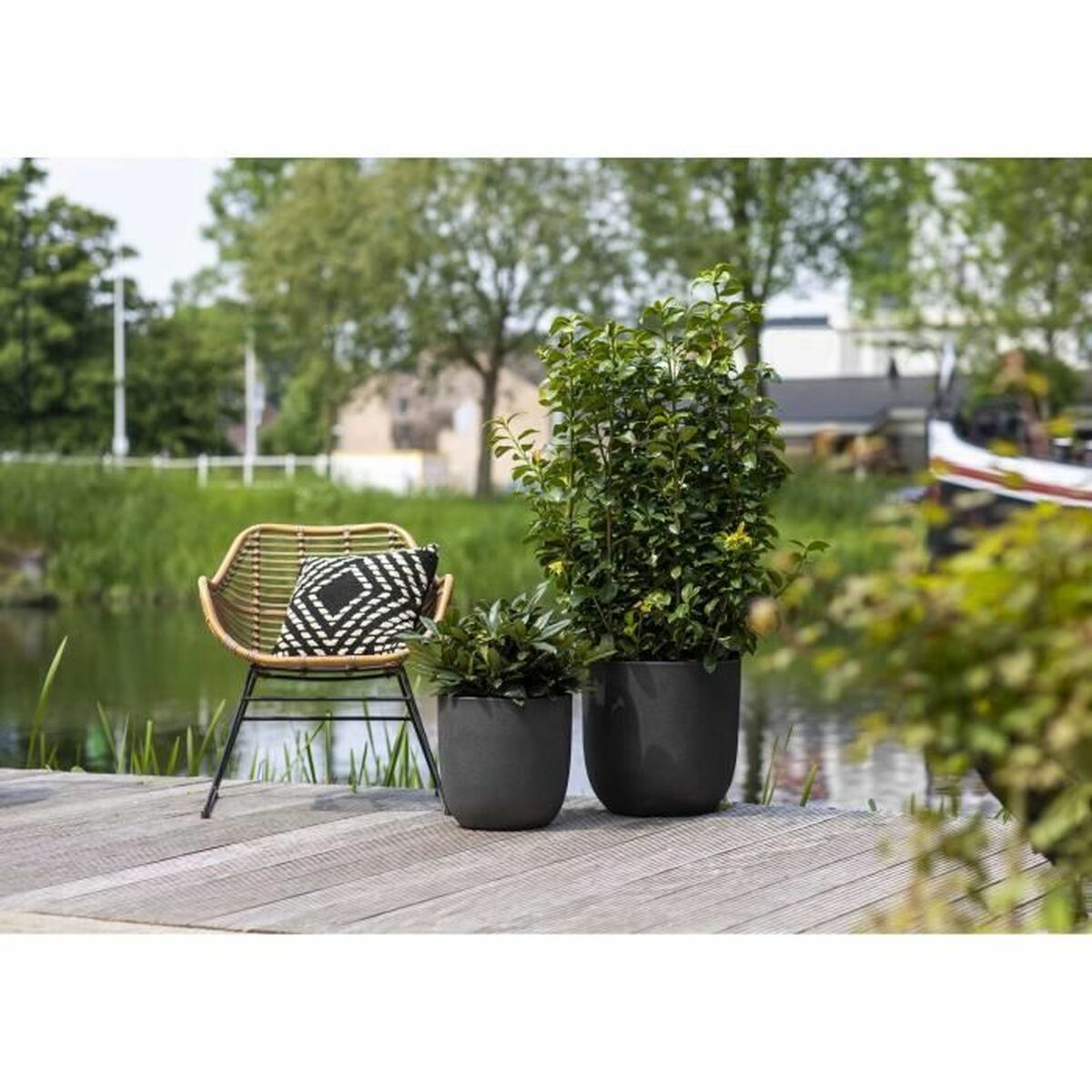 Planter Capi Europe Black Plastic Oval  43 cm