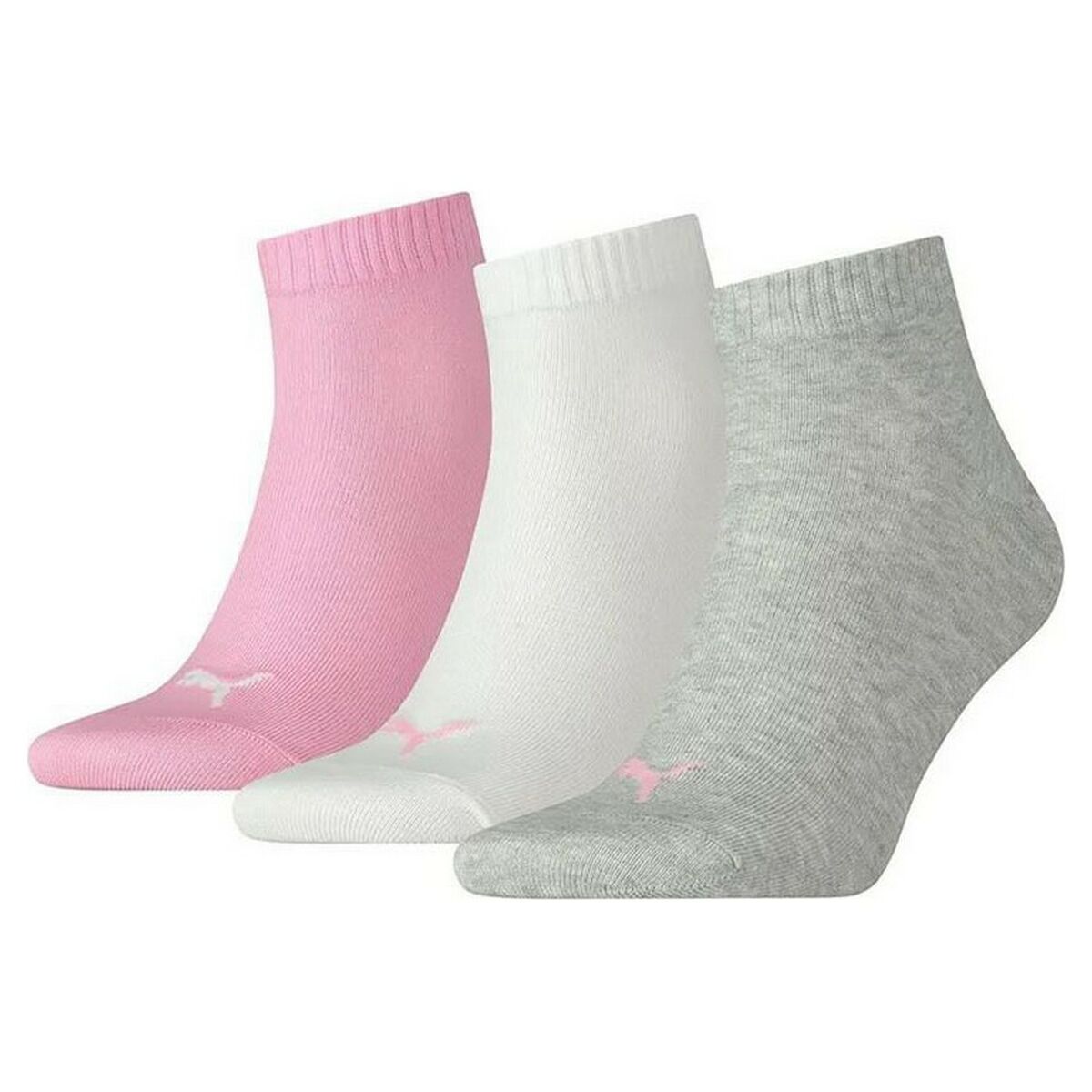 Sports Socks Puma Quarter Plain Grey Pink White (3 pcs) Sports Socks Puma Quarter Plain Grey Pink White (3 pcs)
