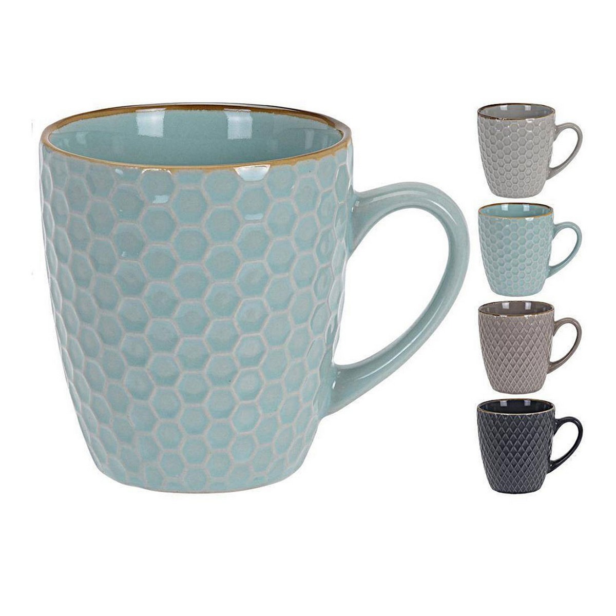 Piece Coffee Cup Set Excellent Houseware Stoneware 300 ml Geometric