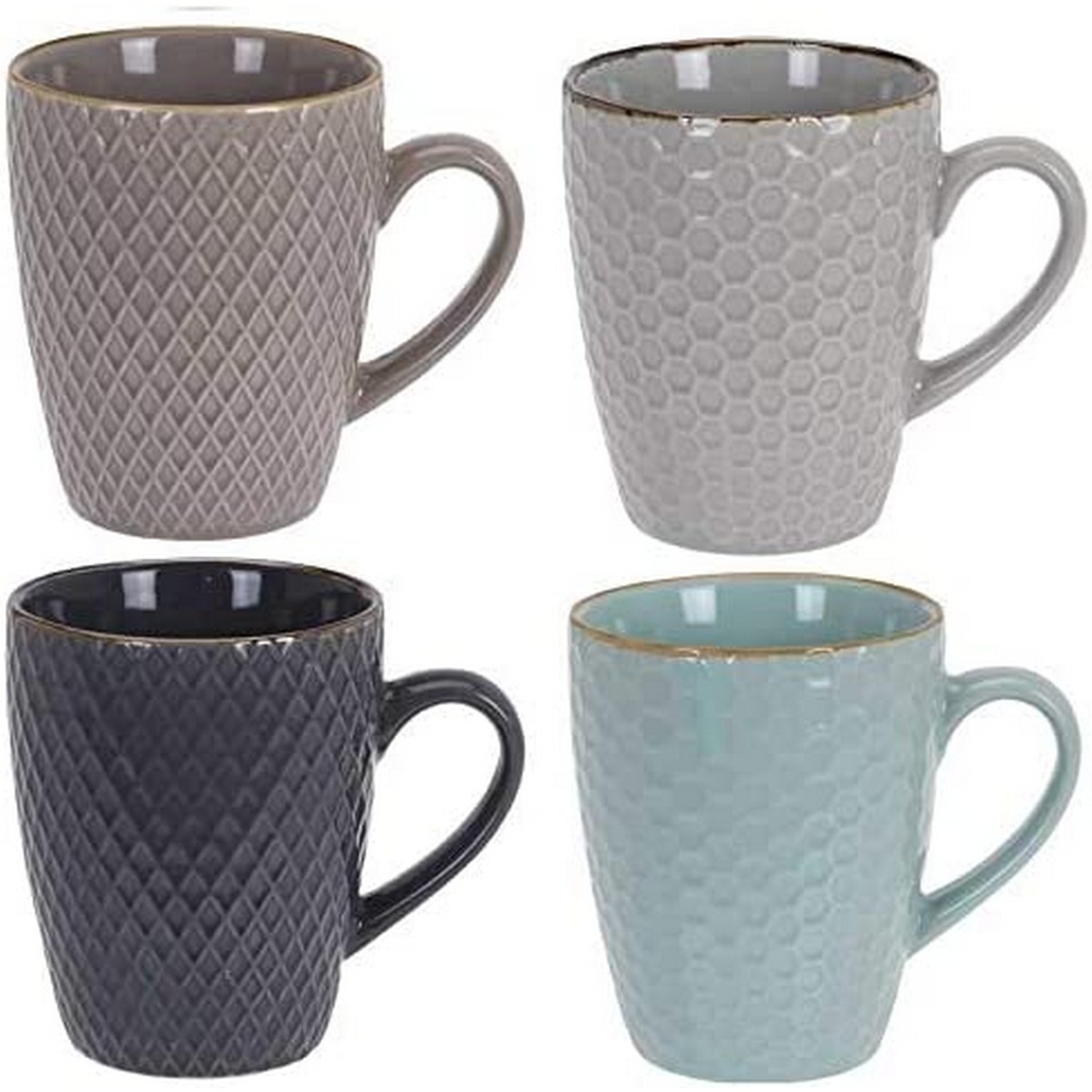 Piece Coffee Cup Set Excellent Houseware Stoneware 300 ml Geometric Piece Coffee Cup Set Excellent Houseware Stoneware 300 ml Geometric