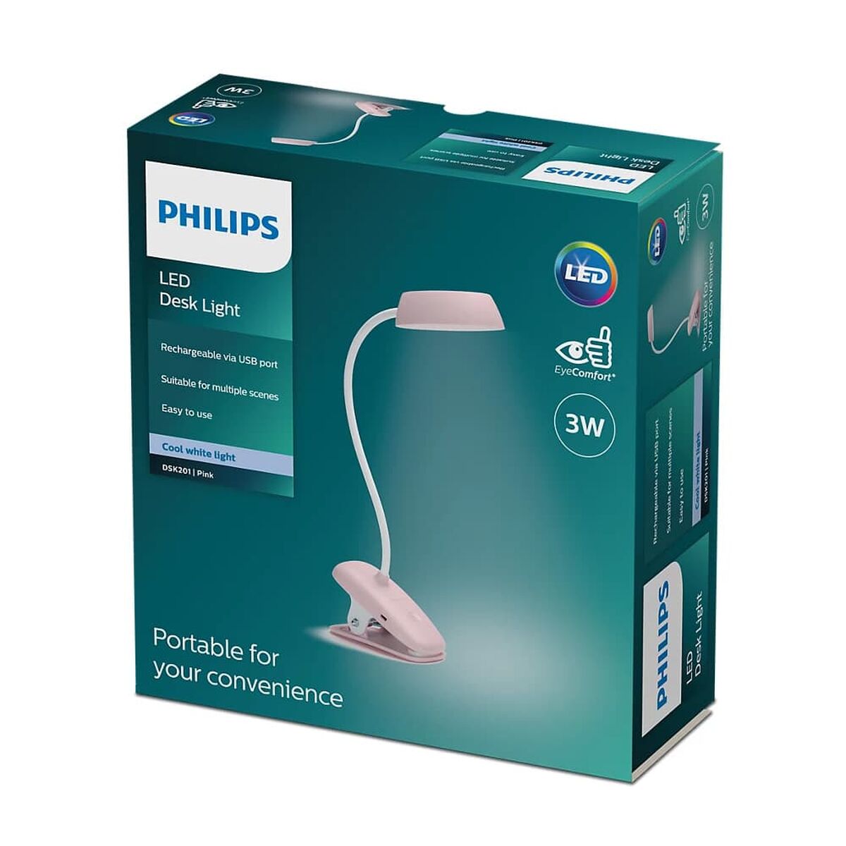 Desk lamp Philips Lmpara de mesa Pink 3 W